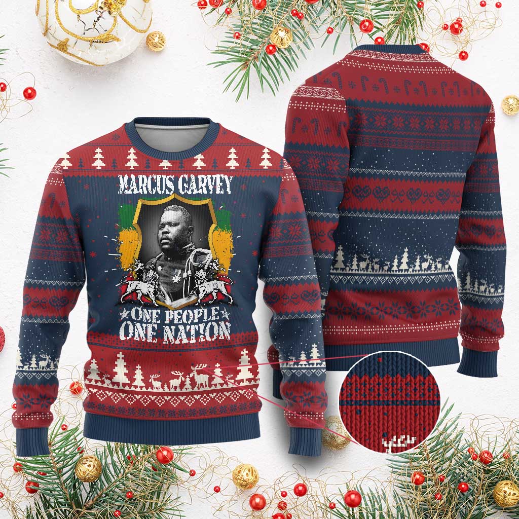 Marcus Garvey Ugly Christmas Sweater One People One Nation Jamaica Legends Rasta