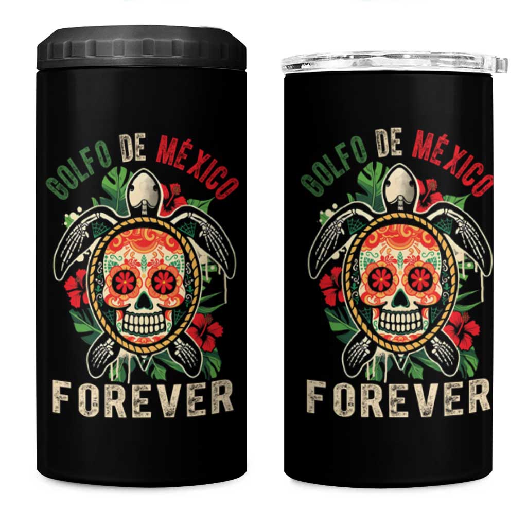 Golfo De Mexico Forever 4 in 1 Can Cooler Tumbler Sea Turtle Mexican Sugar Skull