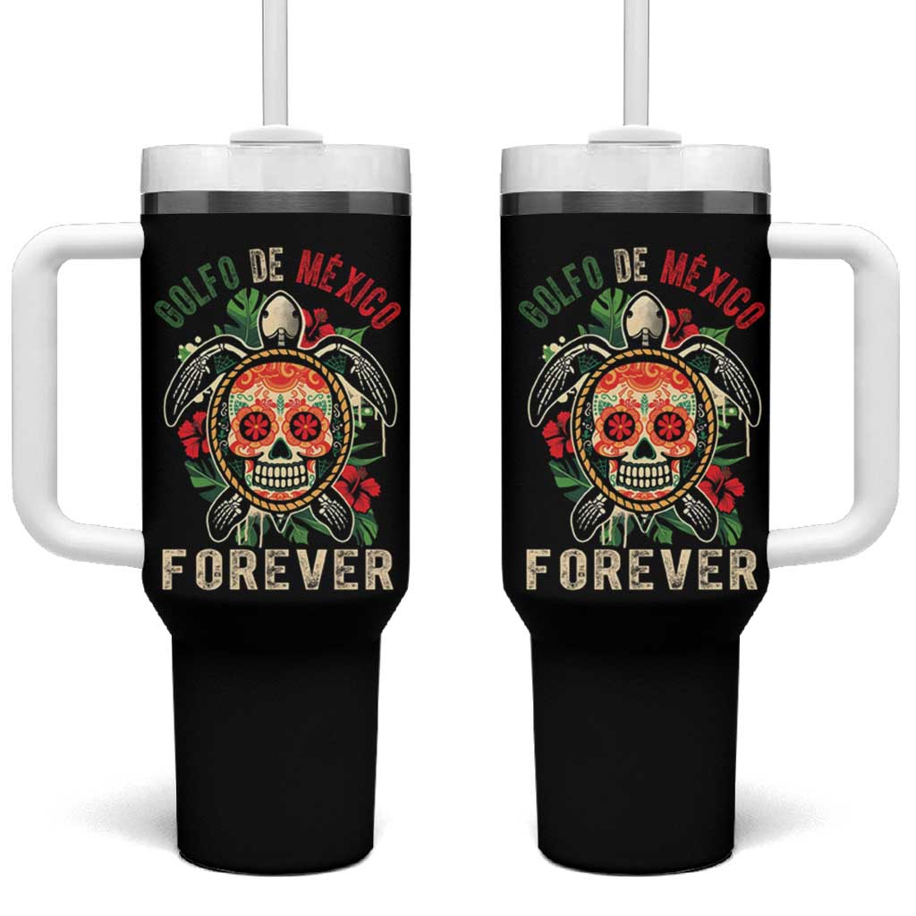 Golfo De Mexico Forever Tumbler With Handle Sea Turtle Mexican Sugar Skull