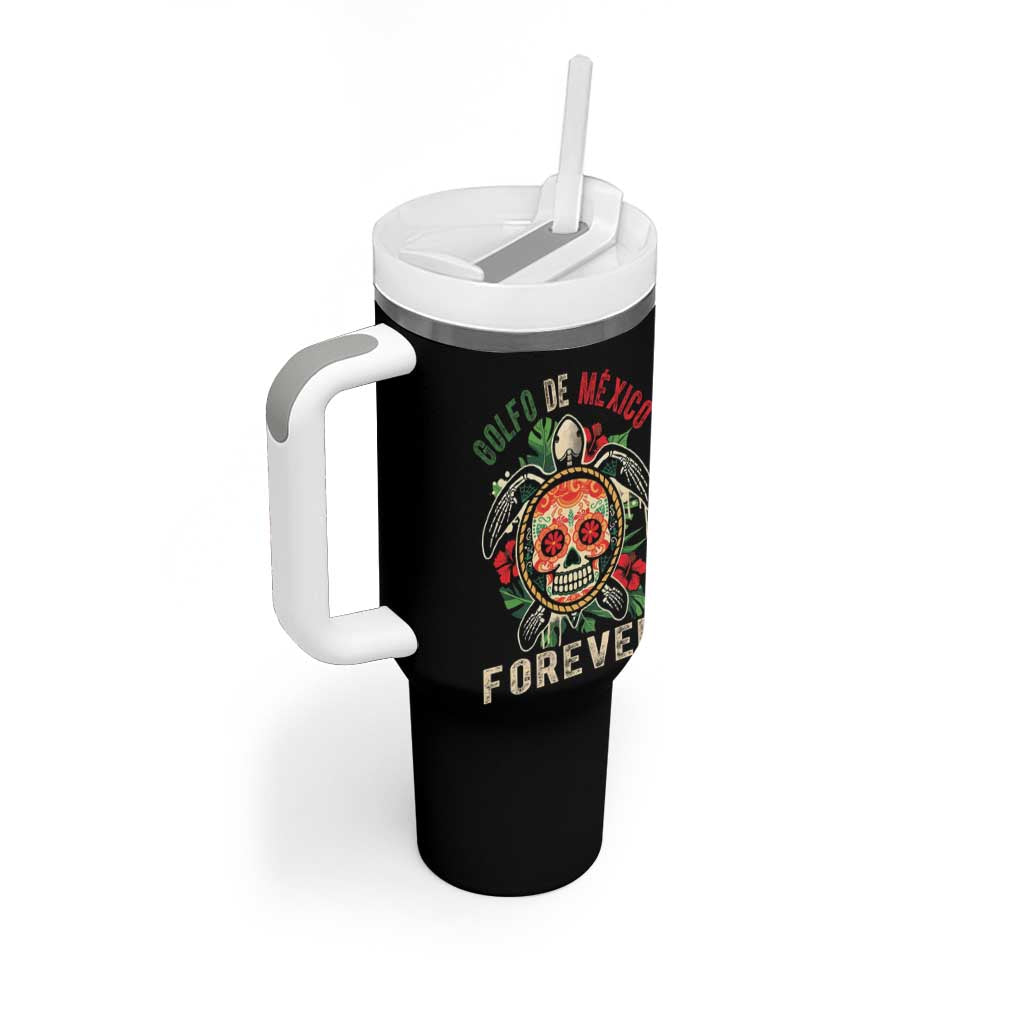 Golfo De Mexico Forever Tumbler With Handle Sea Turtle Mexican Sugar Skull