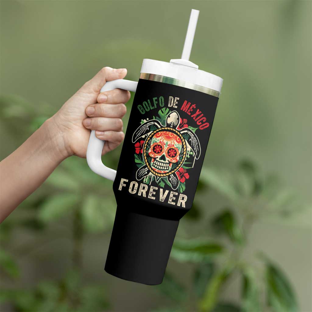 Golfo De Mexico Forever Tumbler With Handle Sea Turtle Mexican Sugar Skull