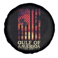 Gulf Of America Est 2025 Spare Tire Cover Sunset American Flag Gulf Mexico