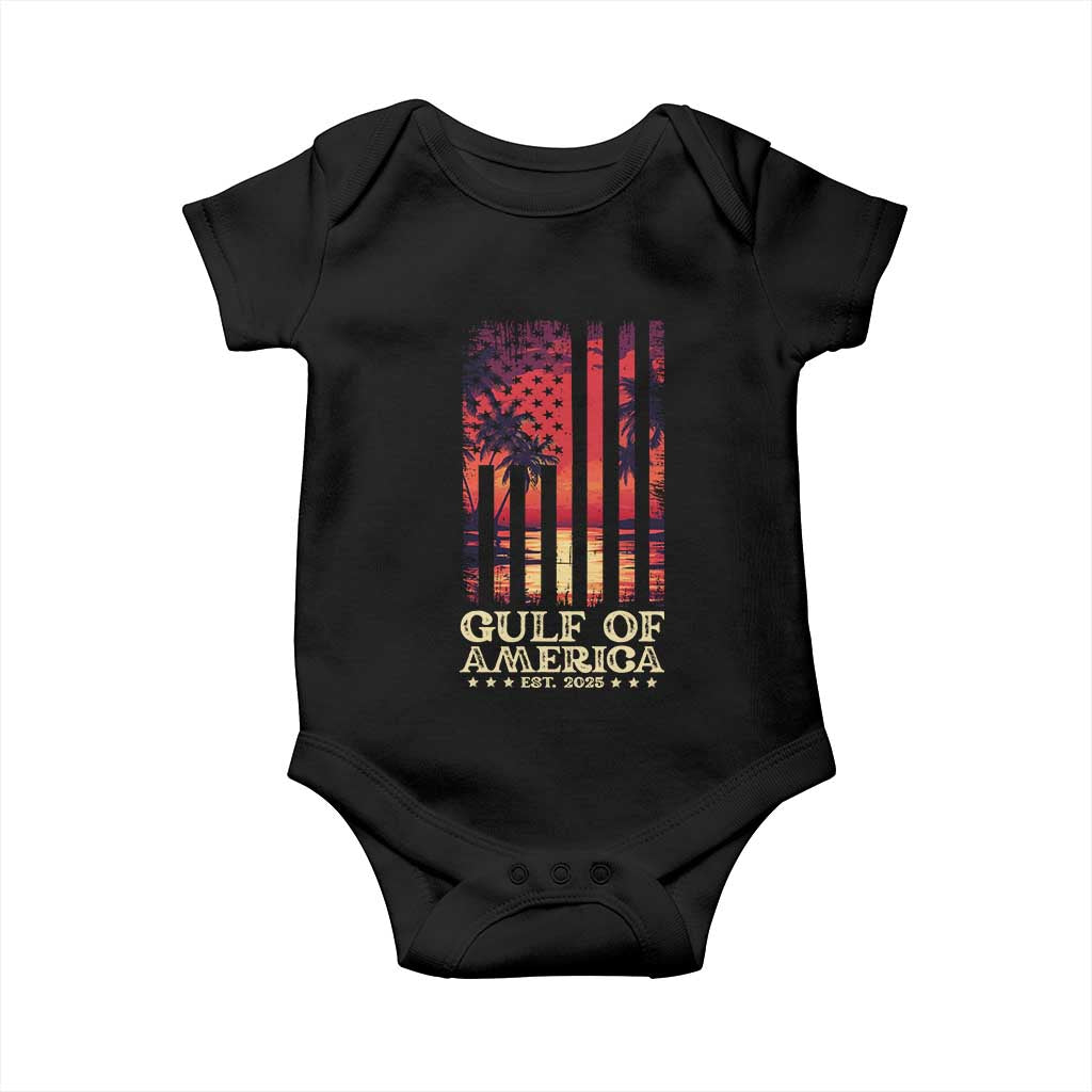 Gulf Of America Est 2025 Baby Onesie Sunset American Flag Gulf Mexico
