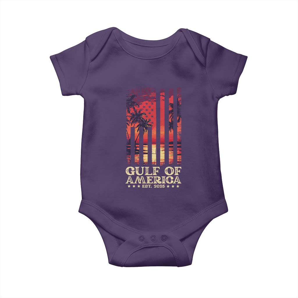 Gulf Of America Est 2025 Baby Onesie Sunset American Flag Gulf Mexico