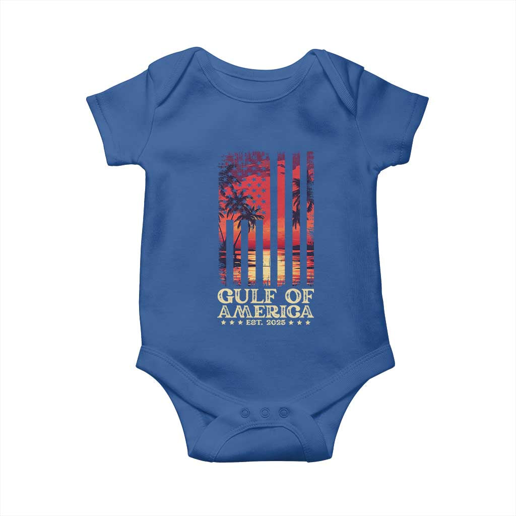 Gulf Of America Est 2025 Baby Onesie Sunset American Flag Gulf Mexico