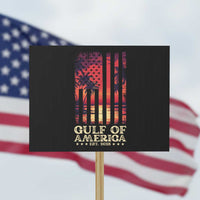 Gulf Of USA Est 2025 Protest Sign Sunset American Flag Gulf Mexico - Wonder Print Shop