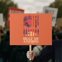 Gulf Of USA Est 2025 Protest Sign Sunset American Flag Gulf Mexico - Wonder Print Shop