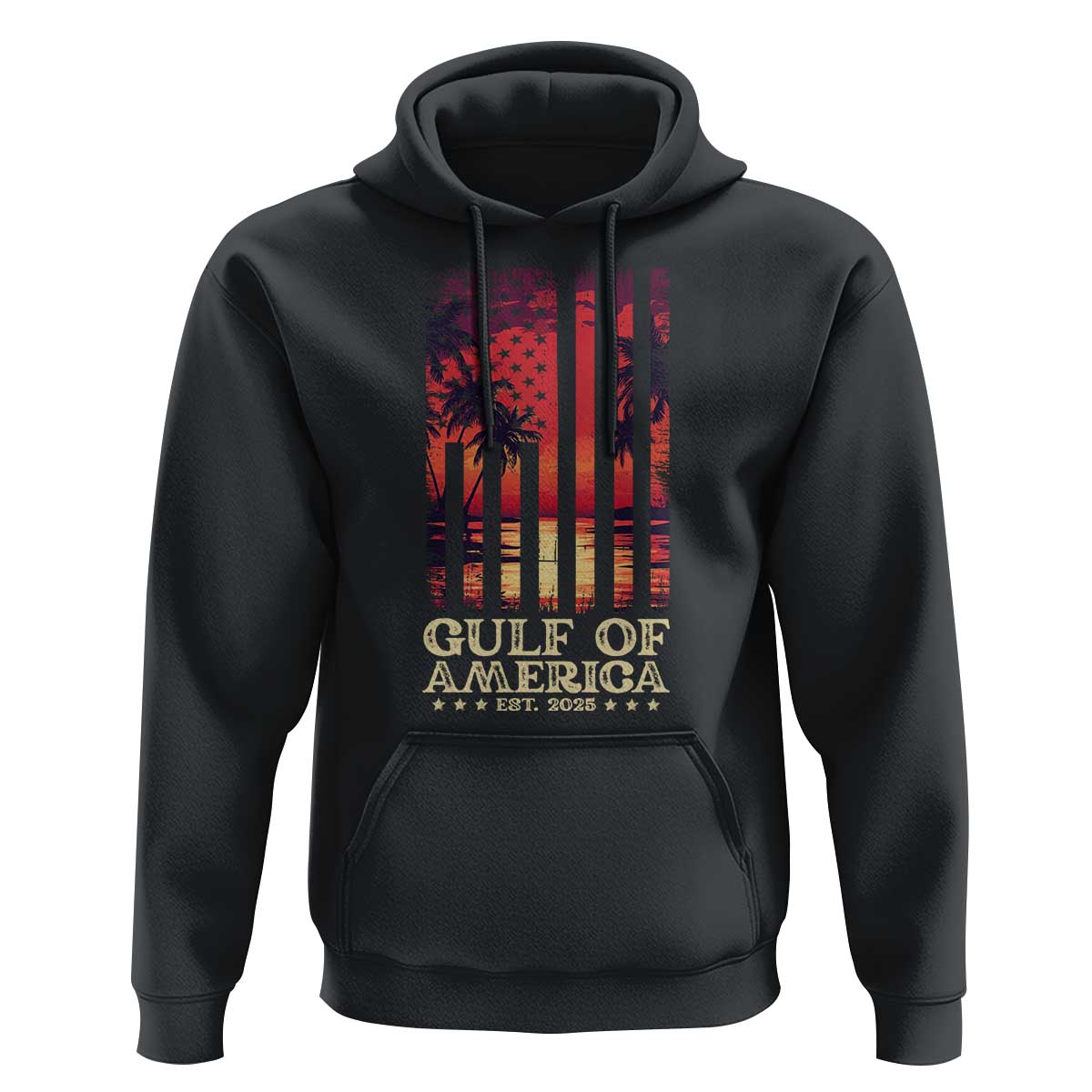 Gulf Of America Est 2025 Hoodie Sunset American Flag Gulf Mexico