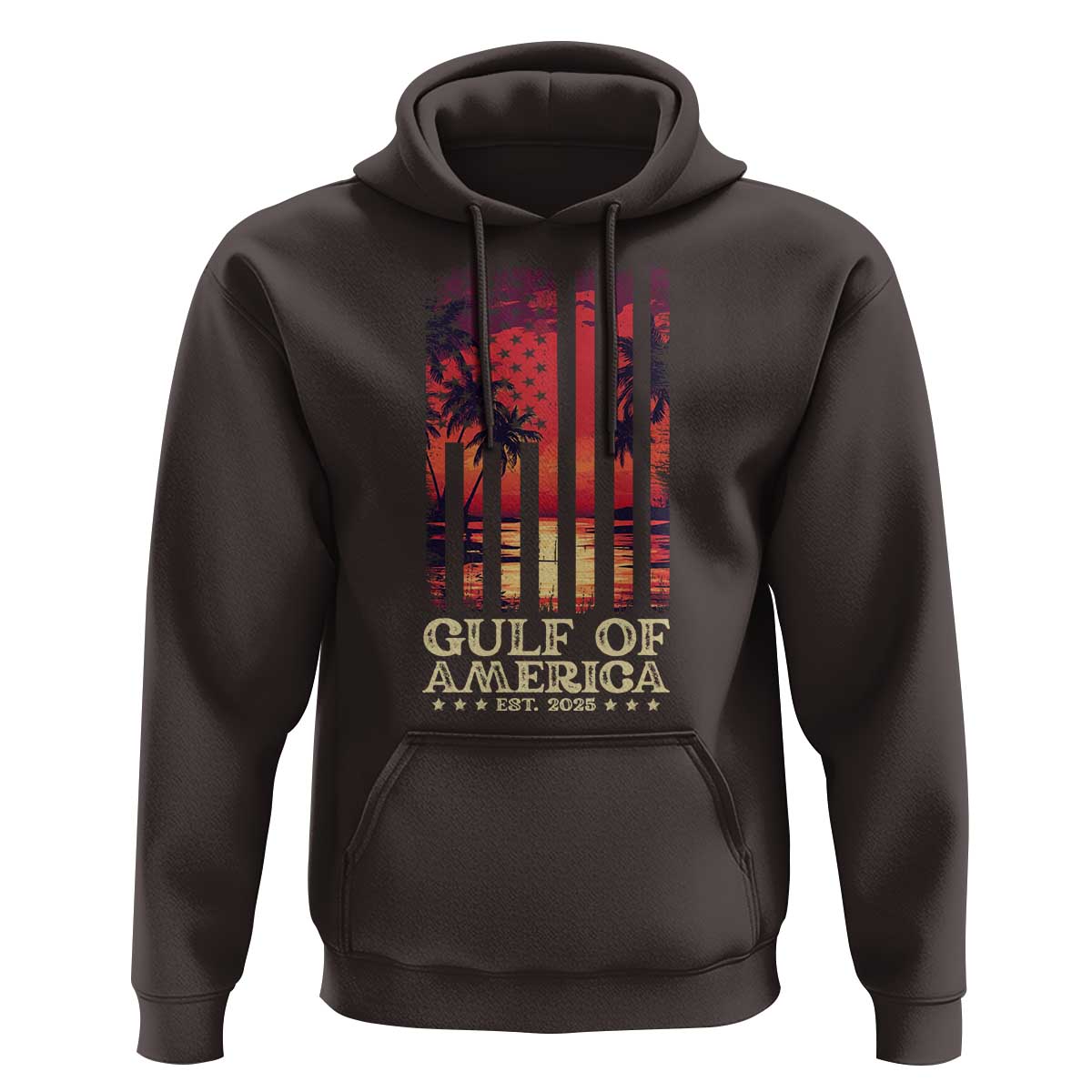 Gulf Of America Est 2025 Hoodie Sunset American Flag Gulf Mexico