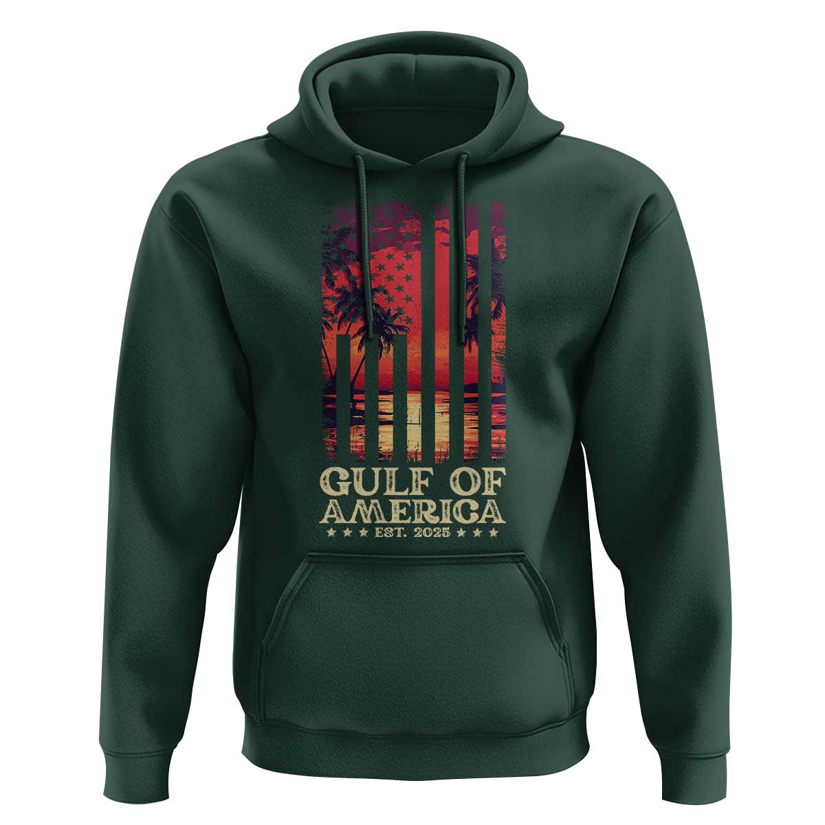 Gulf Of America Est 2025 Hoodie Sunset American Flag Gulf Mexico