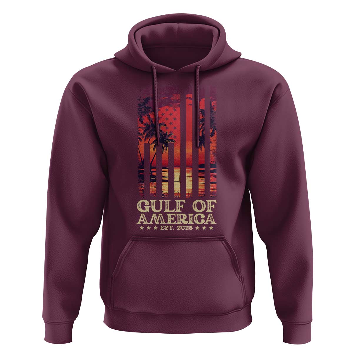Gulf Of America Est 2025 Hoodie Sunset American Flag Gulf Mexico