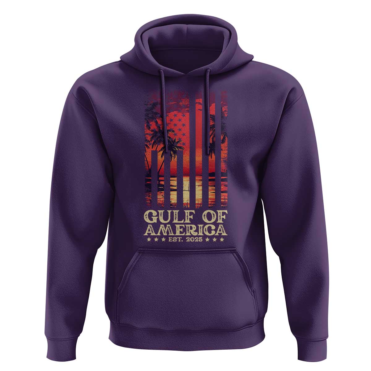 Gulf Of America Est 2025 Hoodie Sunset American Flag Gulf Mexico