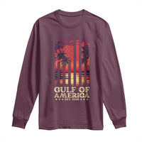 Gulf Of America Est 2025 Long Sleeve Shirt Sunset American Flag Gulf Mexico