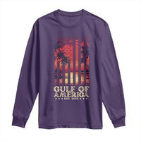 Gulf Of America Est 2025 Long Sleeve Shirt Sunset American Flag Gulf Mexico