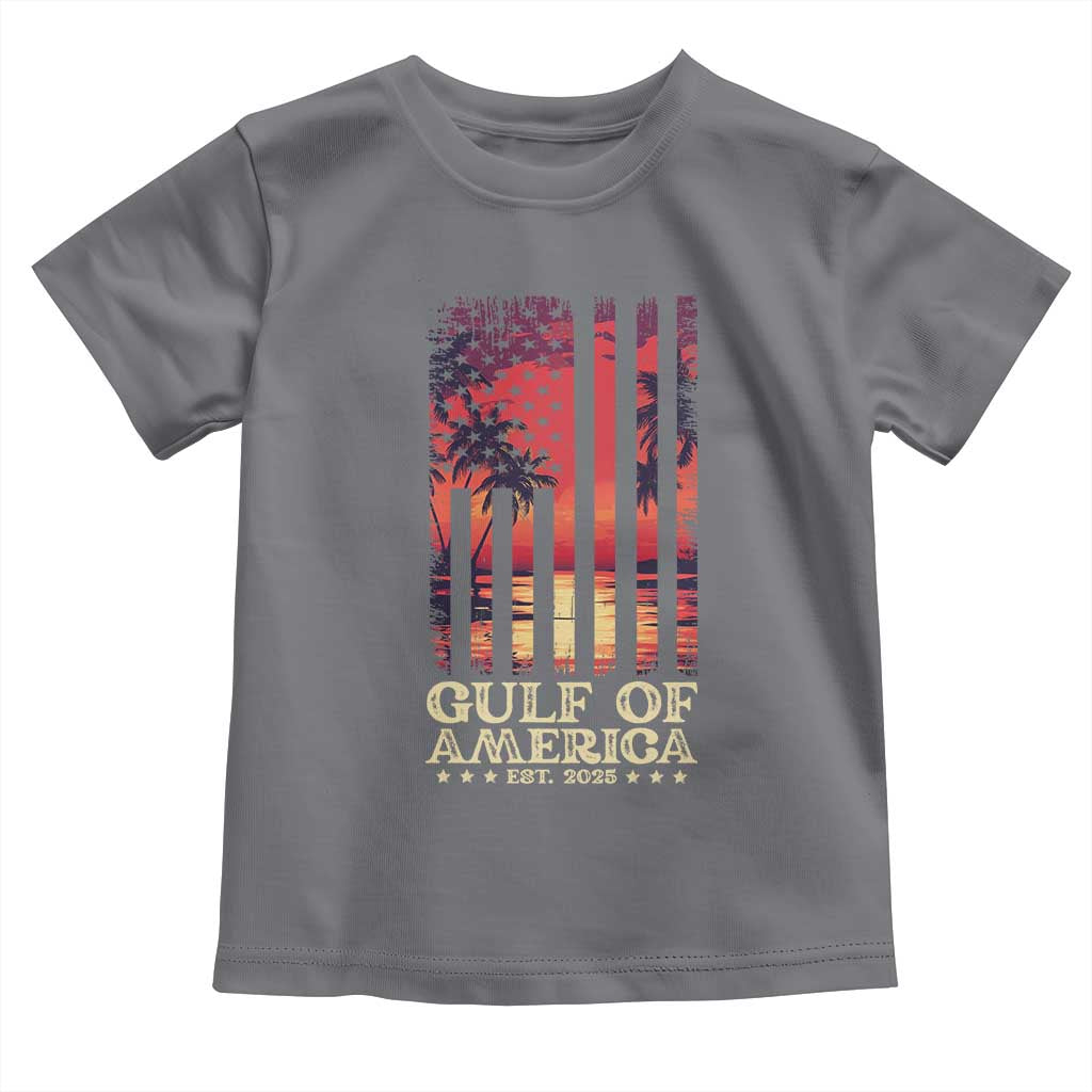 Gulf Of America Est 2025 Toddler T Shirt Sunset American Flag Gulf Mexico