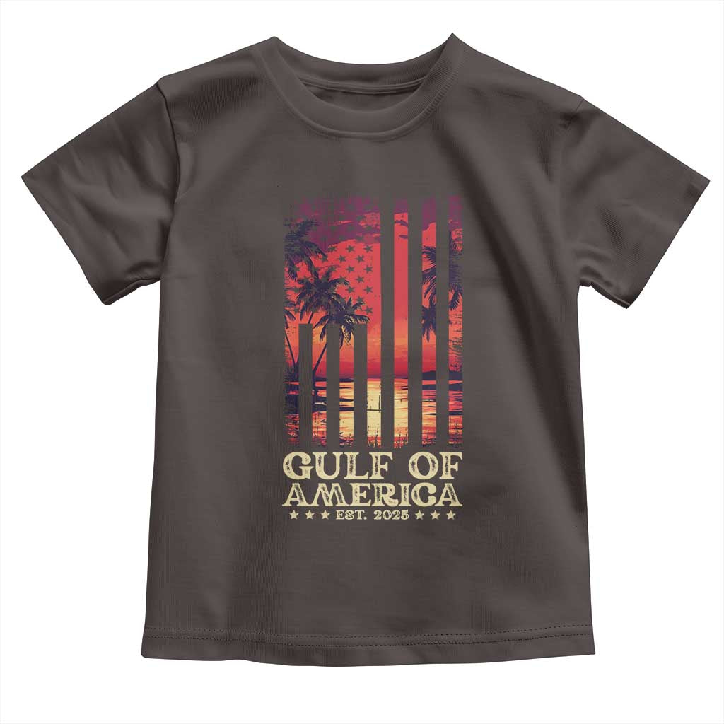 Gulf Of America Est 2025 Toddler T Shirt Sunset American Flag Gulf Mexico