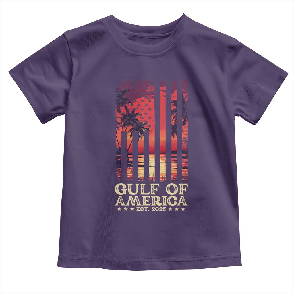 Gulf Of America Est 2025 Toddler T Shirt Sunset American Flag Gulf Mexico