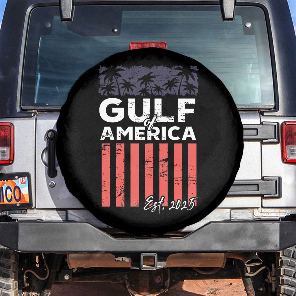 Gulf Of America Spare Tire Cover Est 2025 American Flag Gulf Mexico