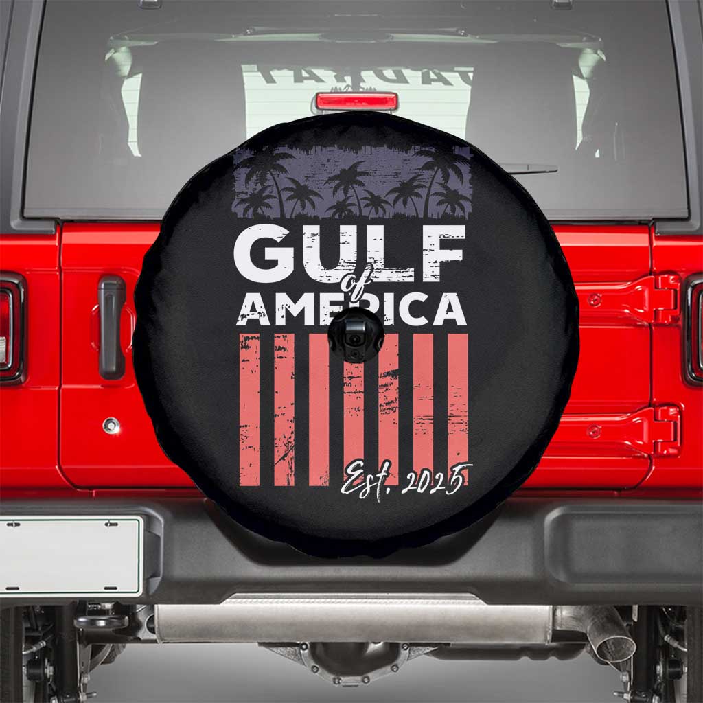 Gulf Of America Spare Tire Cover Est 2025 American Flag Gulf Mexico