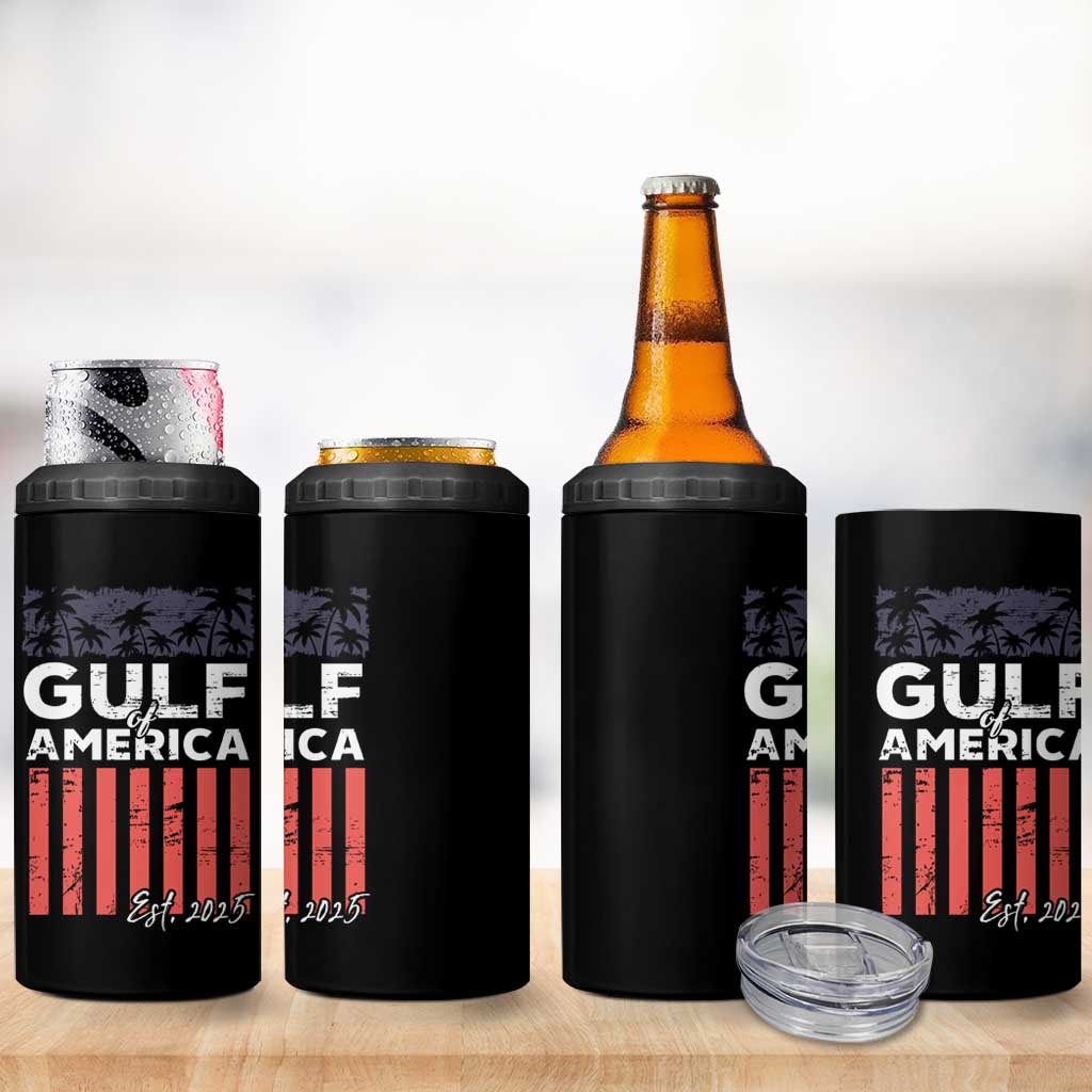 Gulf Of America 4 in 1 Can Cooler Tumbler Est 2025 American Flag Gulf Mexico