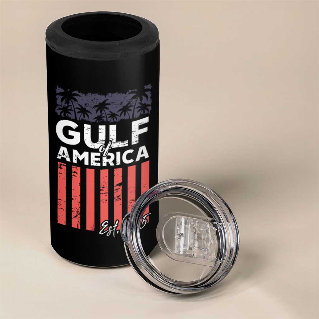 Gulf Of America 4 in 1 Can Cooler Tumbler Est 2025 American Flag Gulf Mexico