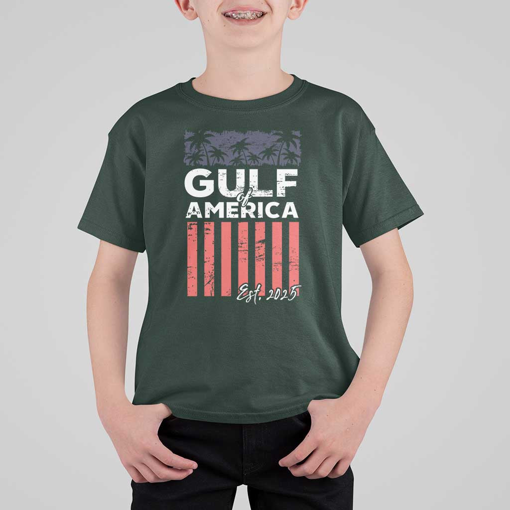 Gulf Of America T Shirt For Kid Est 2025 American Flag Gulf Mexico