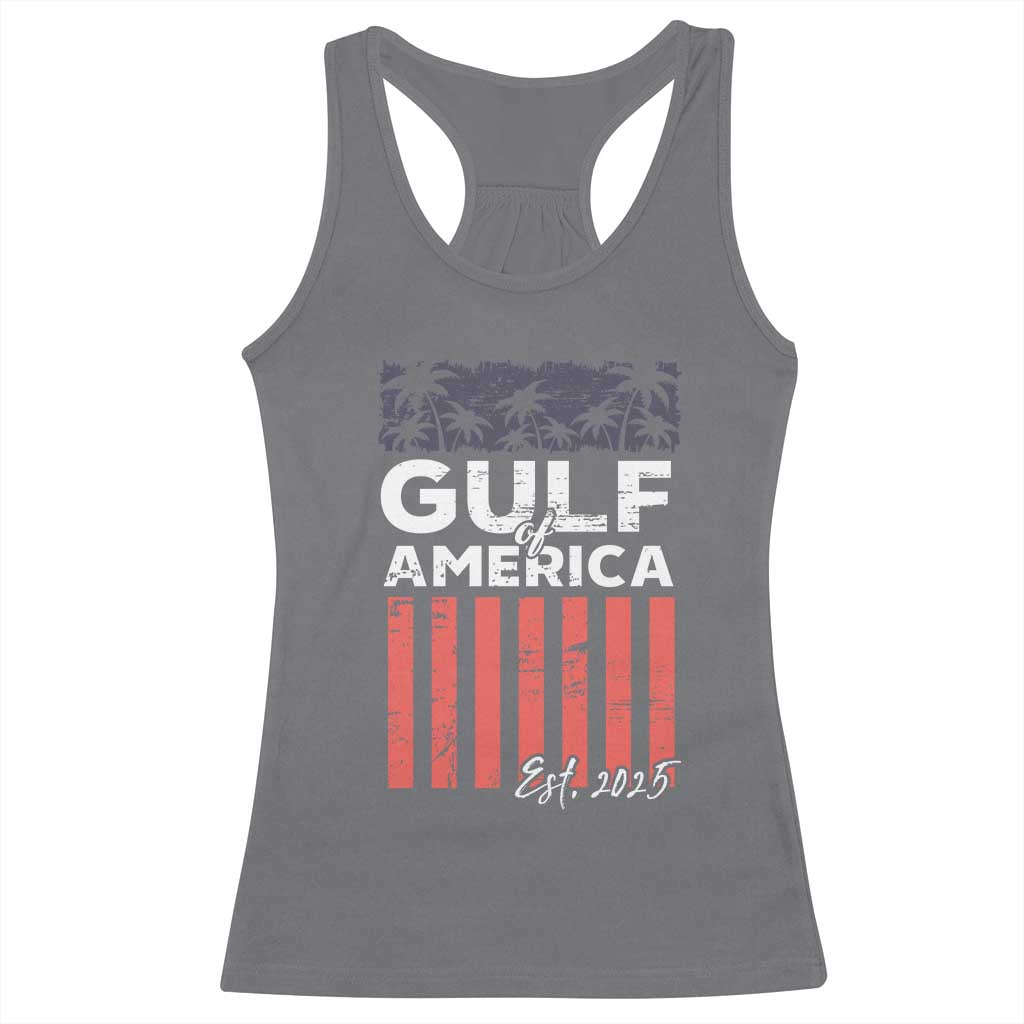 Gulf Of America Racerback Tank Top Est 2025 American Flag Gulf Mexico
