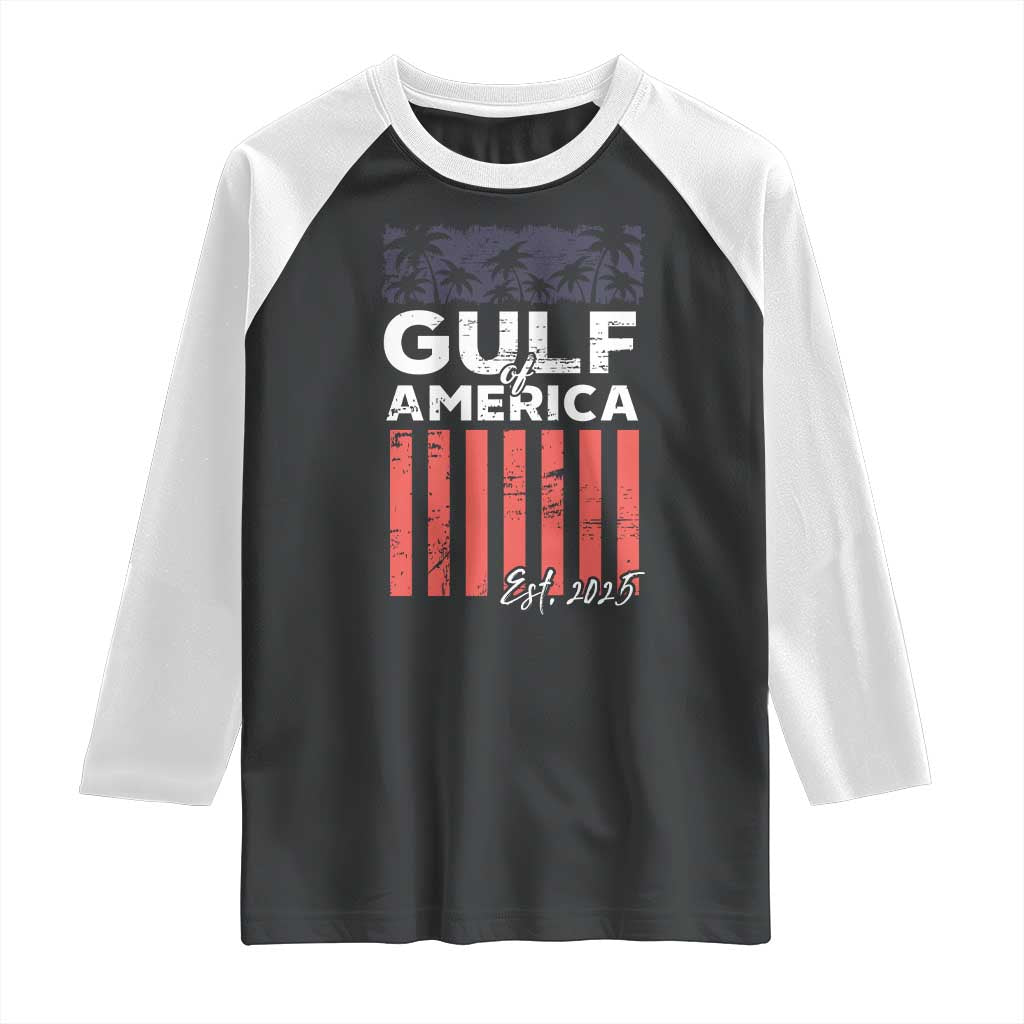 Gulf Of America Raglan Shirt Est 2025 American Flag Gulf Mexico