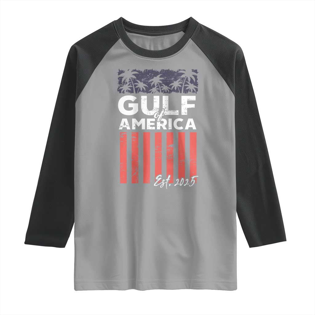 Gulf Of America Raglan Shirt Est 2025 American Flag Gulf Mexico