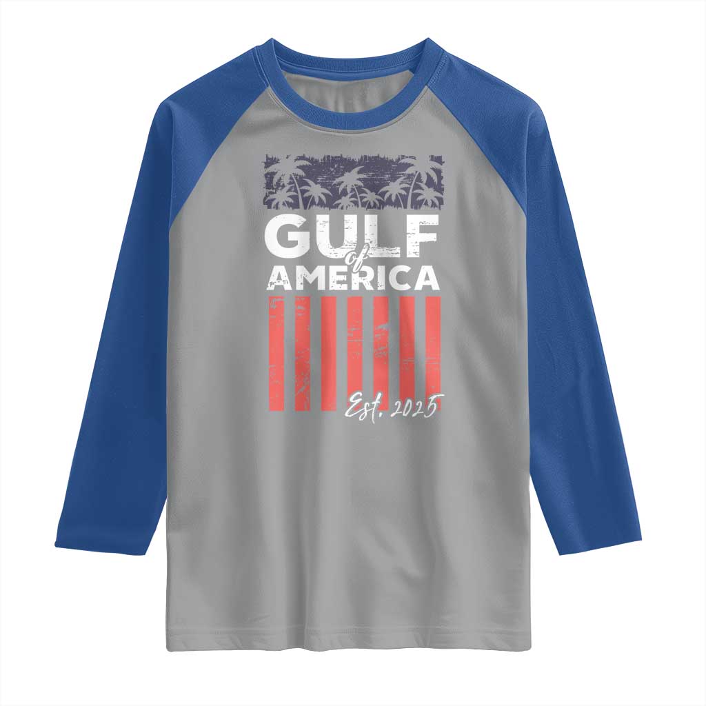 Gulf Of America Raglan Shirt Est 2025 American Flag Gulf Mexico
