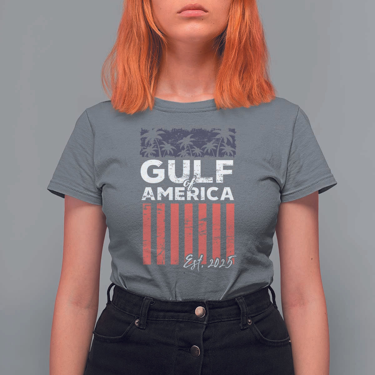Gulf Of America T Shirt For Women Est 2025 American Flag Gulf Mexico