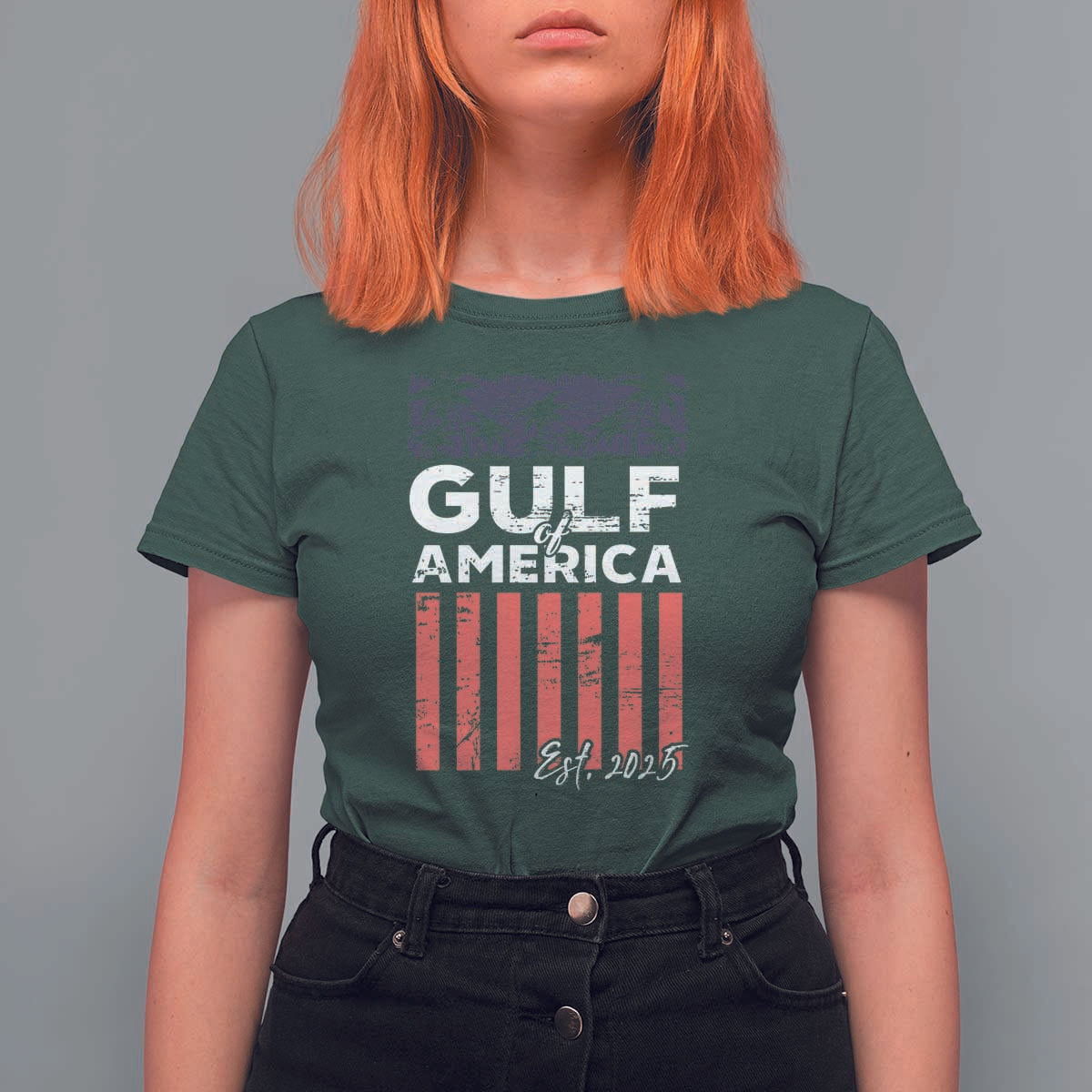 Gulf Of America T Shirt For Women Est 2025 American Flag Gulf Mexico