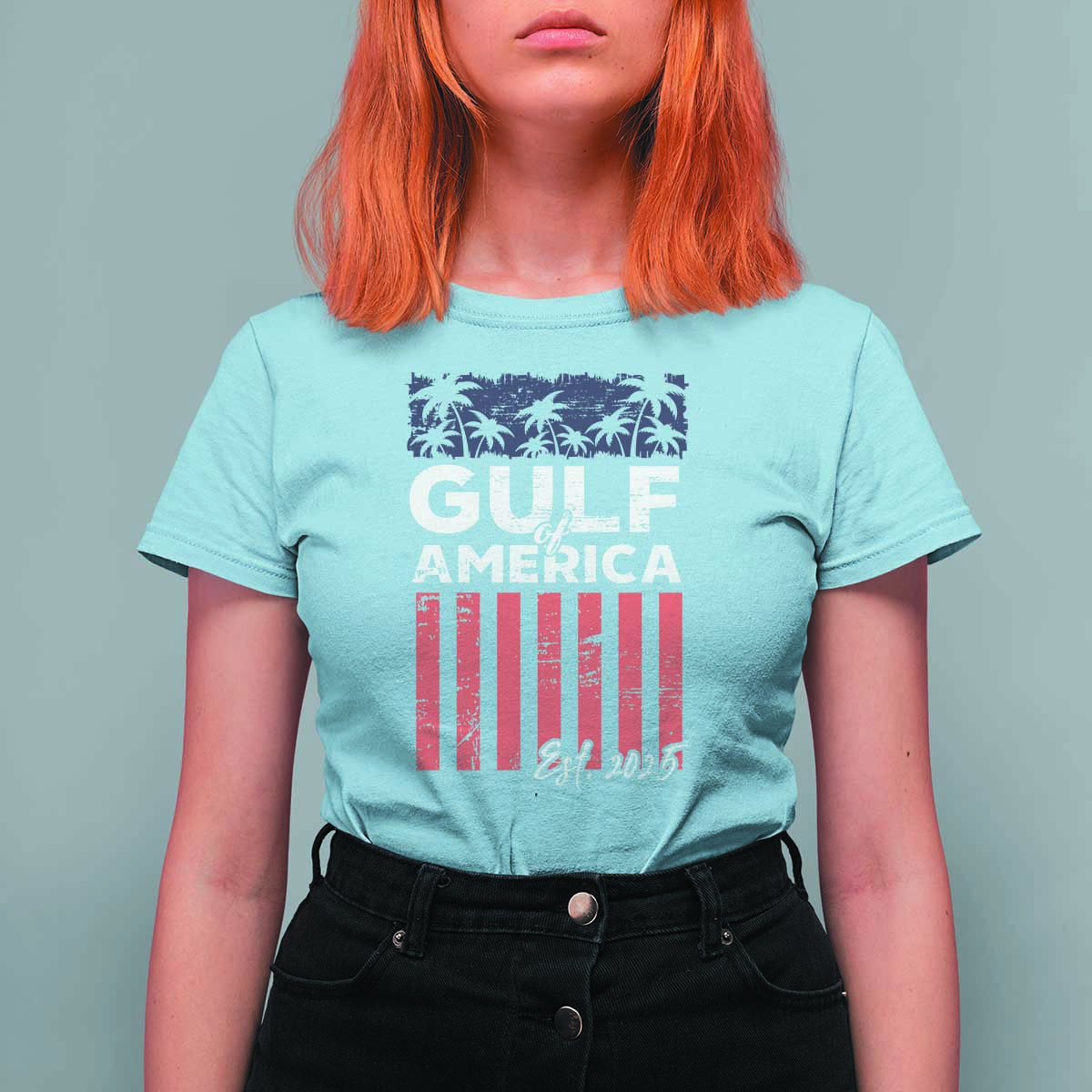 Gulf Of America T Shirt For Women Est 2025 American Flag Gulf Mexico