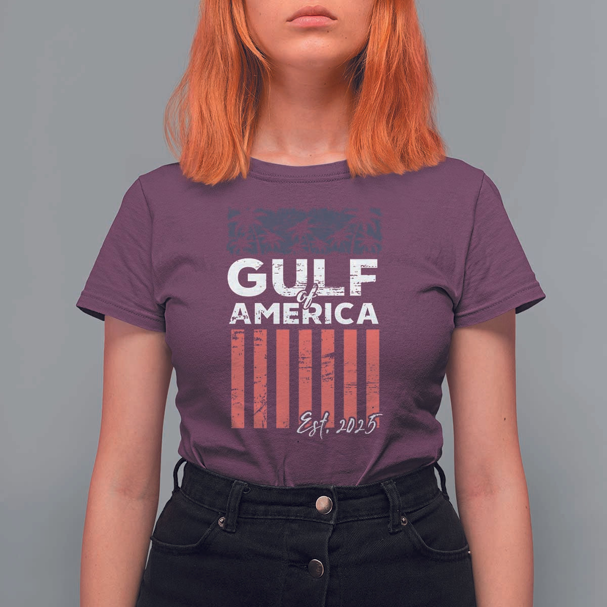 Gulf Of America T Shirt For Women Est 2025 American Flag Gulf Mexico