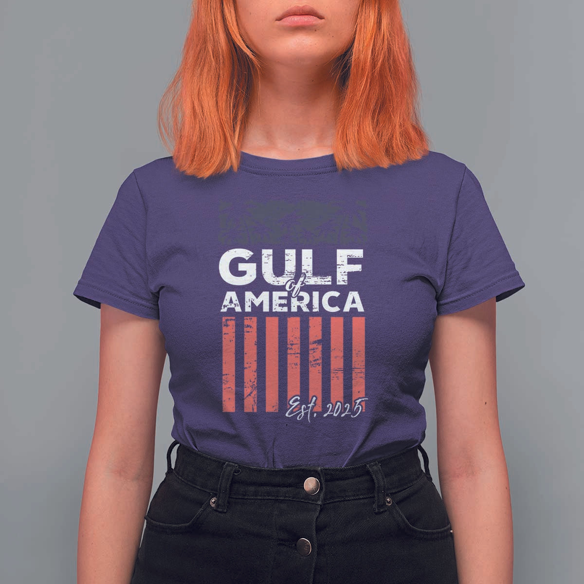 Gulf Of America T Shirt For Women Est 2025 American Flag Gulf Mexico