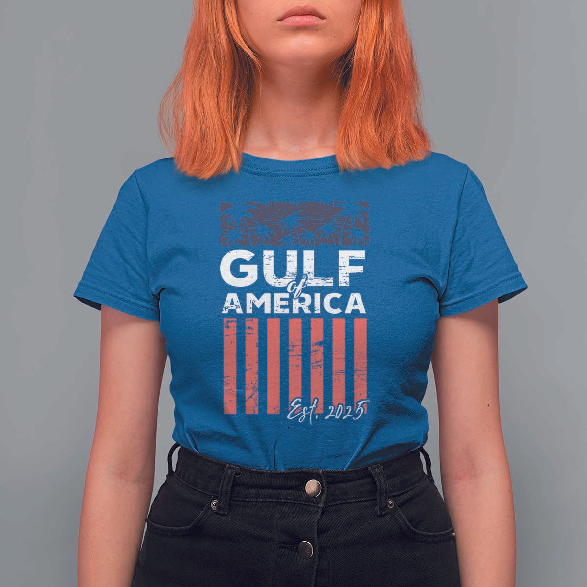 Gulf Of America T Shirt For Women Est 2025 American Flag Gulf Mexico