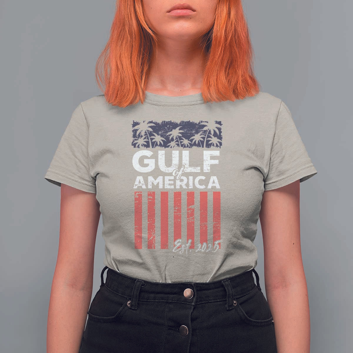 Gulf Of America T Shirt For Women Est 2025 American Flag Gulf Mexico