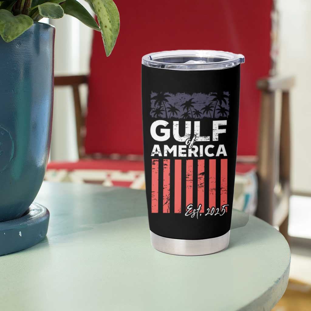 Gulf Of America Tumbler Cup Est 2025 American Flag Gulf Mexico
