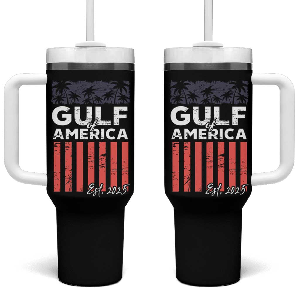 Gulf Of America Tumbler With Handle Est 2025 American Flag Gulf Mexico