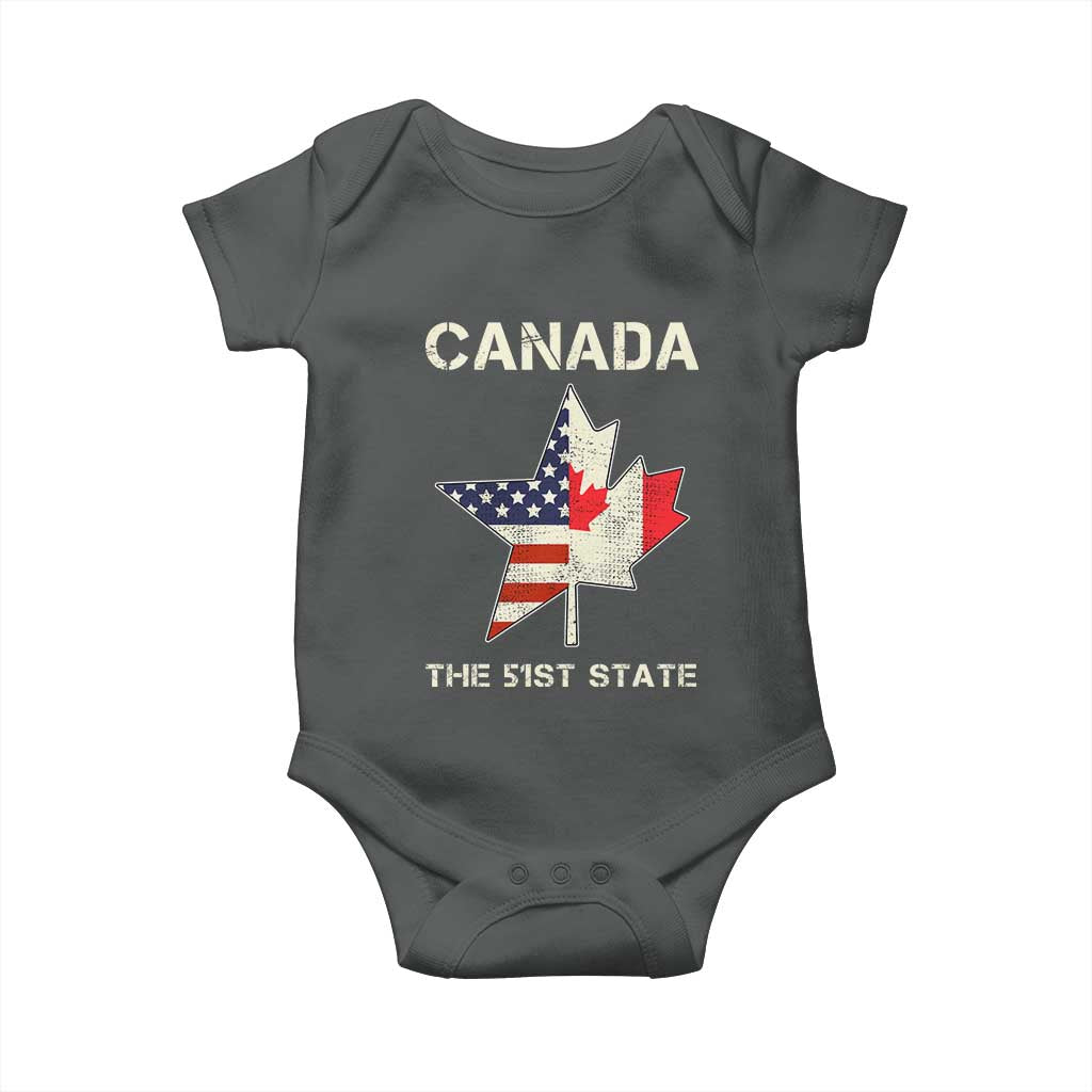 Canada The 51st State Baby Onesie Maple Canadian American Flag