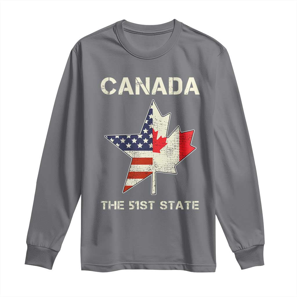 Canada The 51st State Long Sleeve Shirt Maple Canadian American Flag