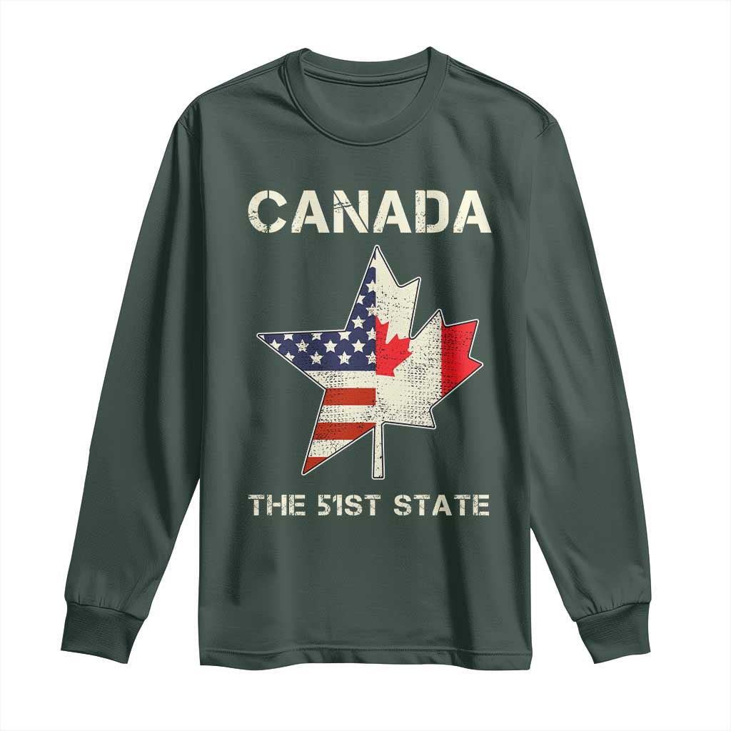 Canada The 51st State Long Sleeve Shirt Maple Canadian American Flag