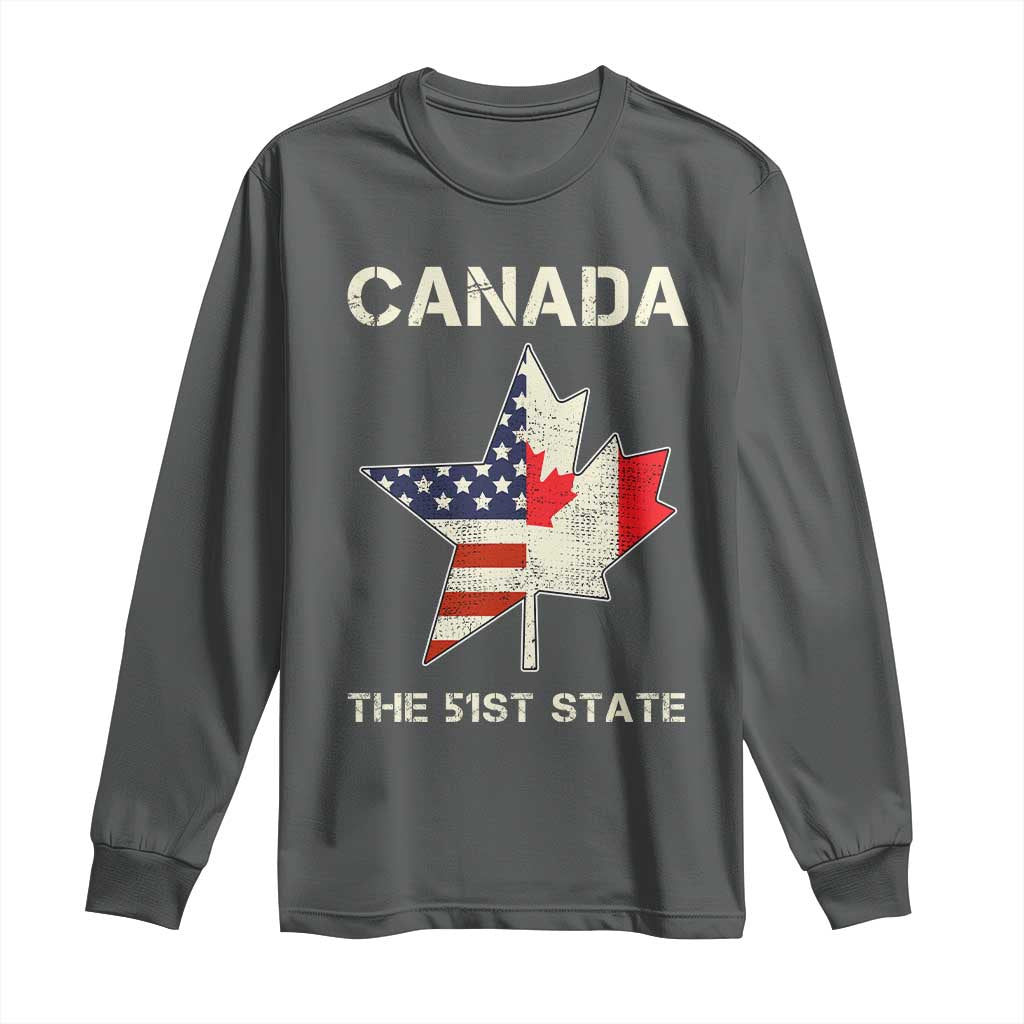 Canada The 51st State Long Sleeve Shirt Maple Canadian American Flag
