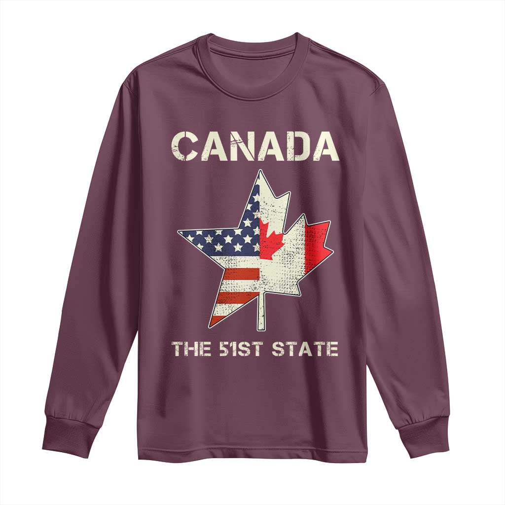Canada The 51st State Long Sleeve Shirt Maple Canadian American Flag