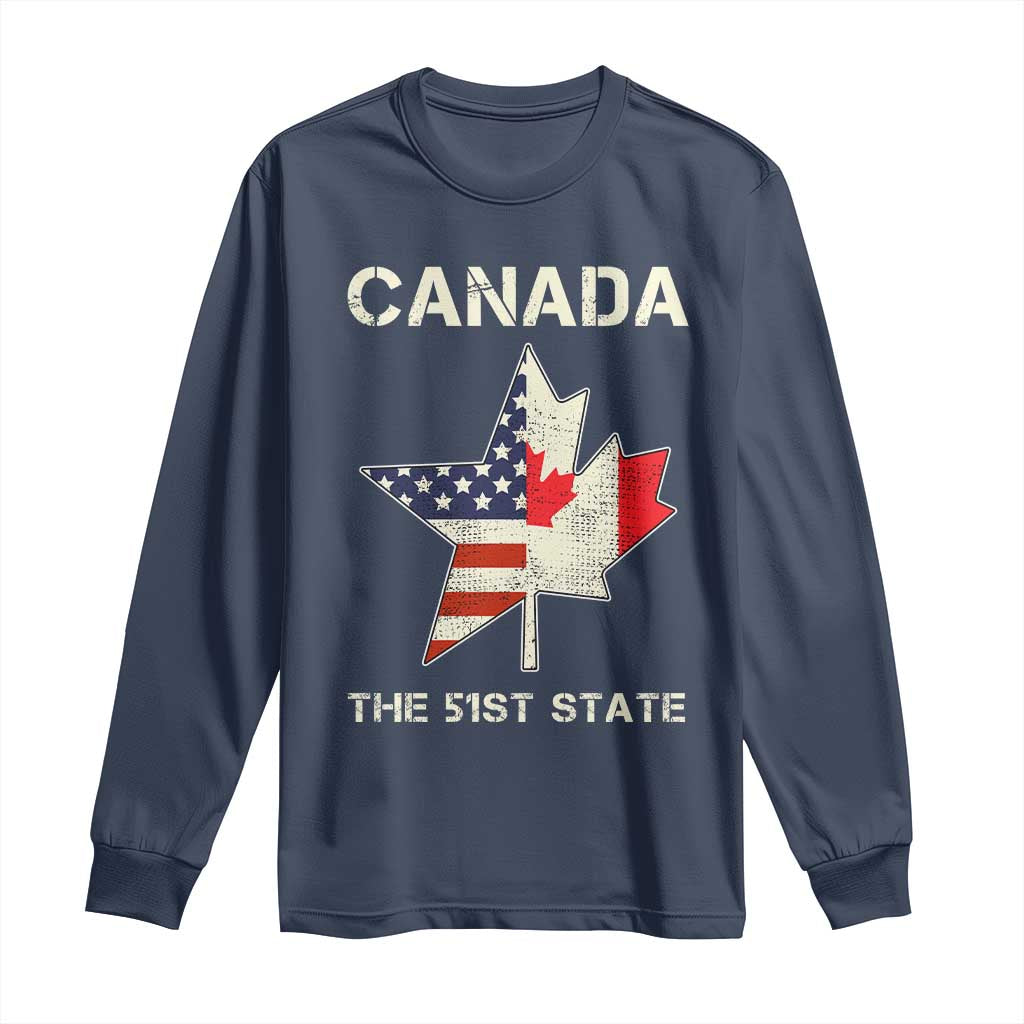 Canada The 51st State Long Sleeve Shirt Maple Canadian American Flag