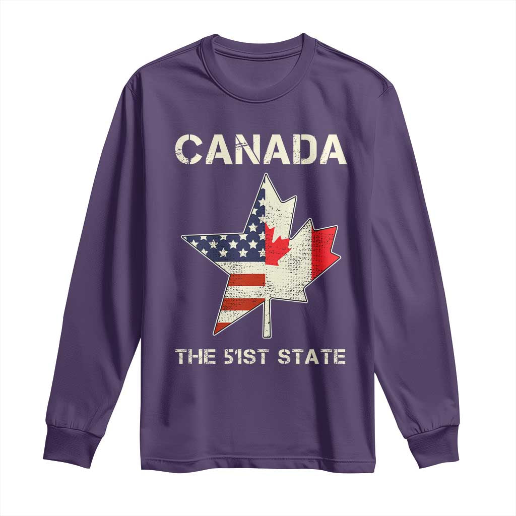 Canada The 51st State Long Sleeve Shirt Maple Canadian American Flag