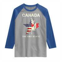 Canada The 51st State Raglan Shirt Maple Canadian American Flag