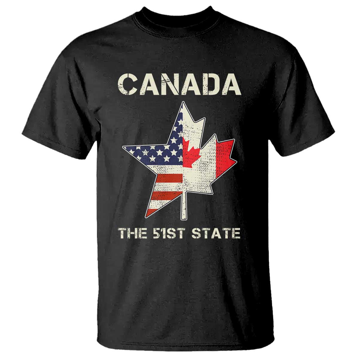 Canada The 51st State T Shirt Maple Canadian American Flag