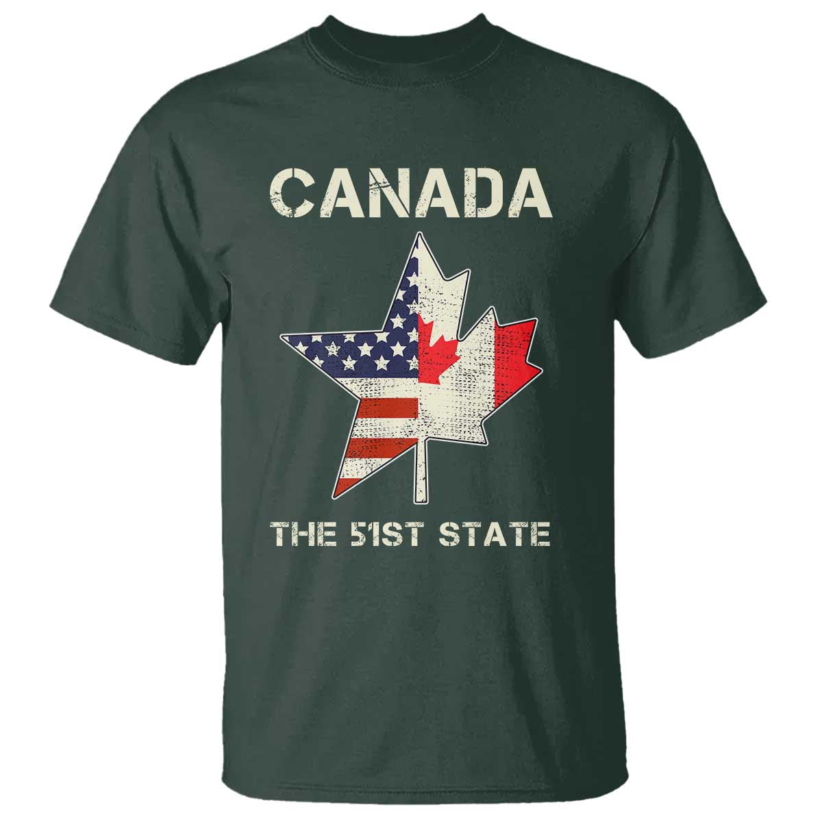 Canada The 51st State T Shirt Maple Canadian American Flag