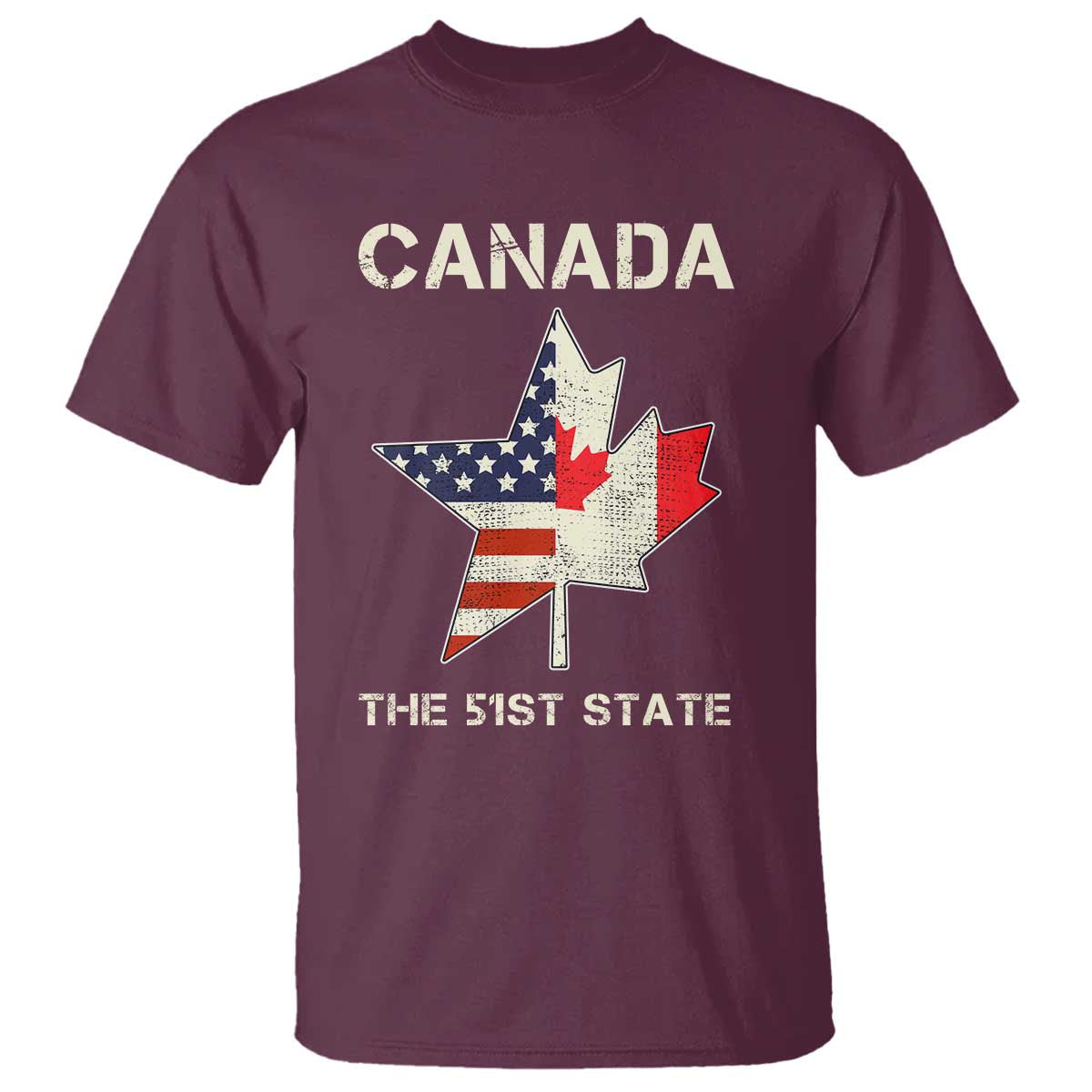 Canada The 51st State T Shirt Maple Canadian American Flag